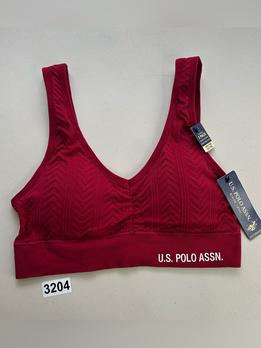 US Polo Assn. Bra Red Seamless Removable Pad Wire Free Tag Free medium